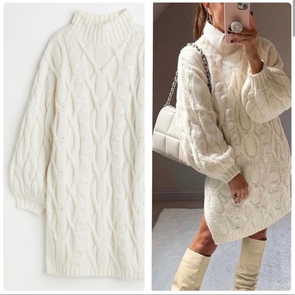H&M Chunky Cable Knit Dress New Braids Oversized